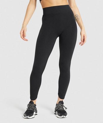 Legginsy Damskie Gymshark Pause Seamless Czarne | PL 2251OKI